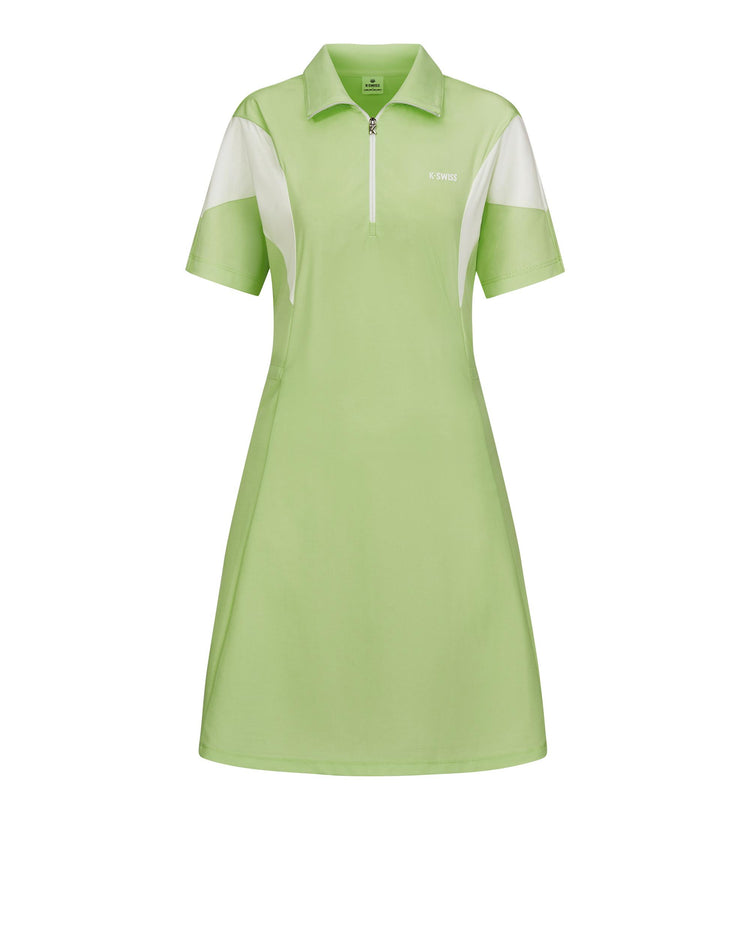 1910773-334 | WOMEN'S LOGO HALF-ZIP COLOR BLOCKS POLO DRESS | GREEN/MULTI