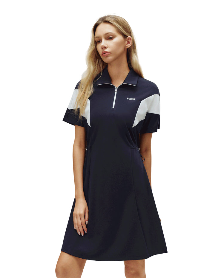 1910773-495 | WOMEN'S LOGO HALF-ZIP COLOR BLOCKS POLO DRESS | BLUE/MISC