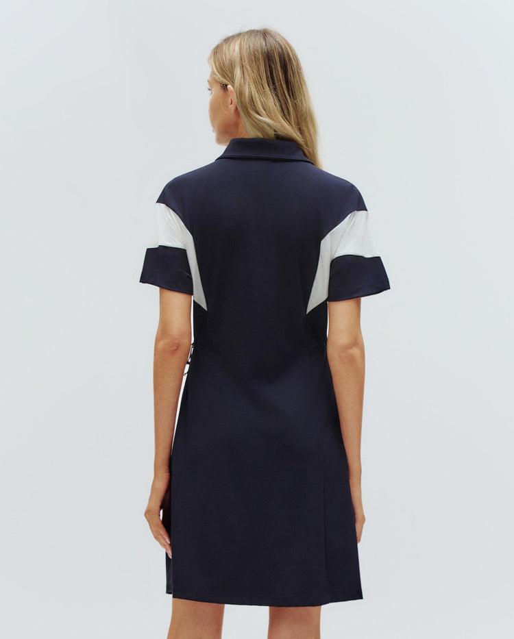 1910773-495 | WOMEN'S LOGO HALF-ZIP COLOR BLOCKS POLO DRESS | BLUE/MISC