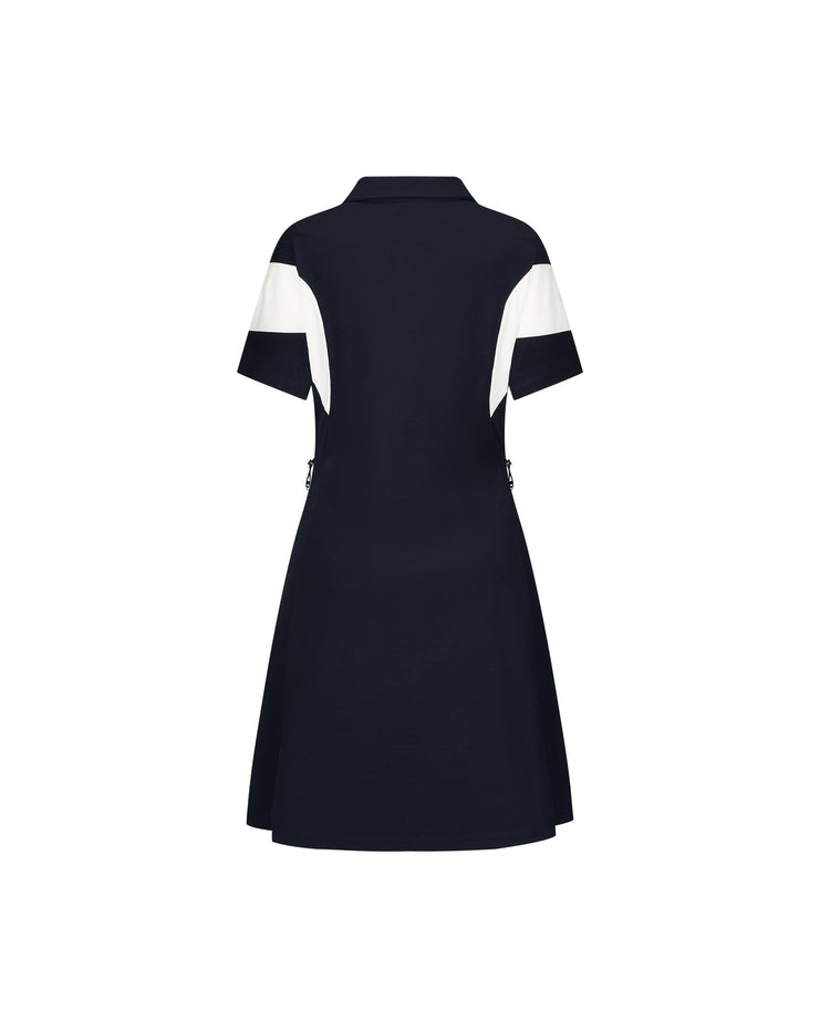 1910773-495 | WOMEN'S LOGO HALF-ZIP COLOR BLOCKS POLO DRESS | BLUE/MISC
