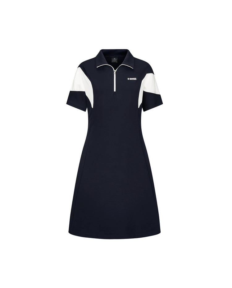 1910773-495 | WOMEN'S LOGO HALF-ZIP COLOR BLOCKS POLO DRESS | BLUE/MISC