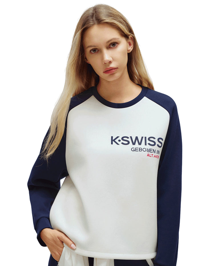 1910803-115 | WOMEN'S K-SWISS LOGO COLOR BLOCKS SWEATSHIRT | WHITE/SPECIAL