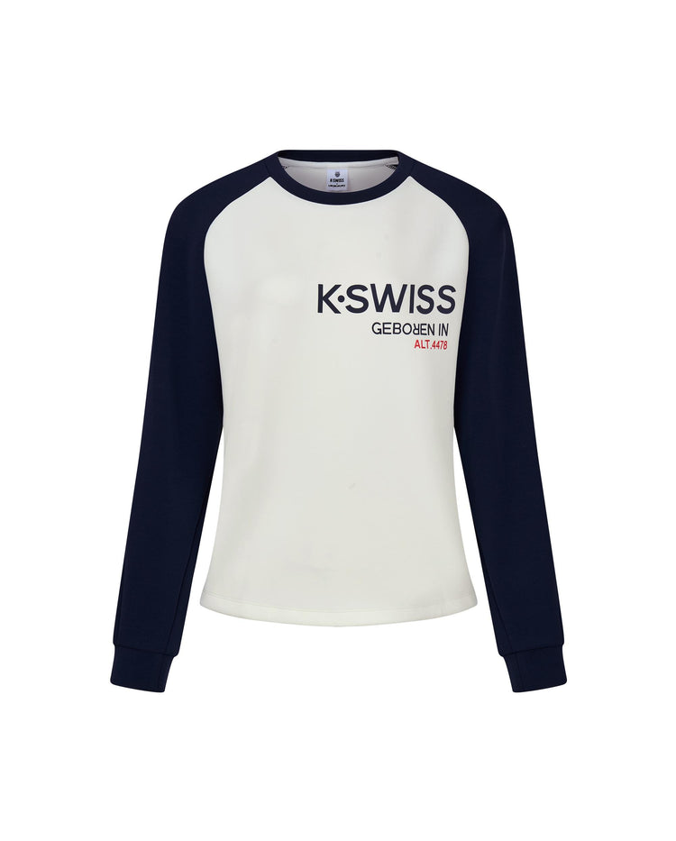 1910803-115 | WOMEN'S K-SWISS LOGO COLOR BLOCKS SWEATSHIRT | WHITE/SPECIAL