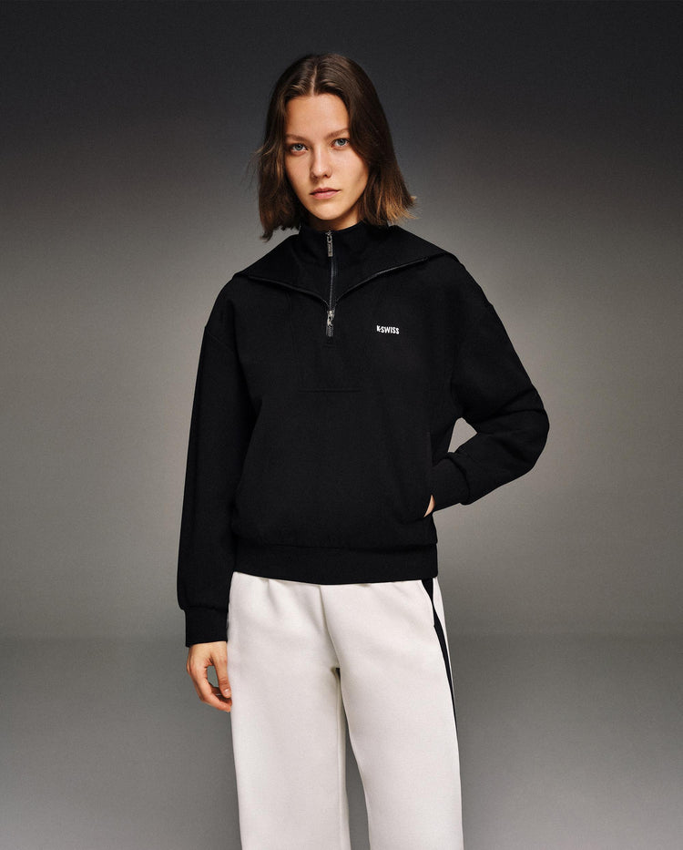 1910820-008 | WOMEN'S LOGO TURTLENECK HALF-ZIP HOODIE | BLACK