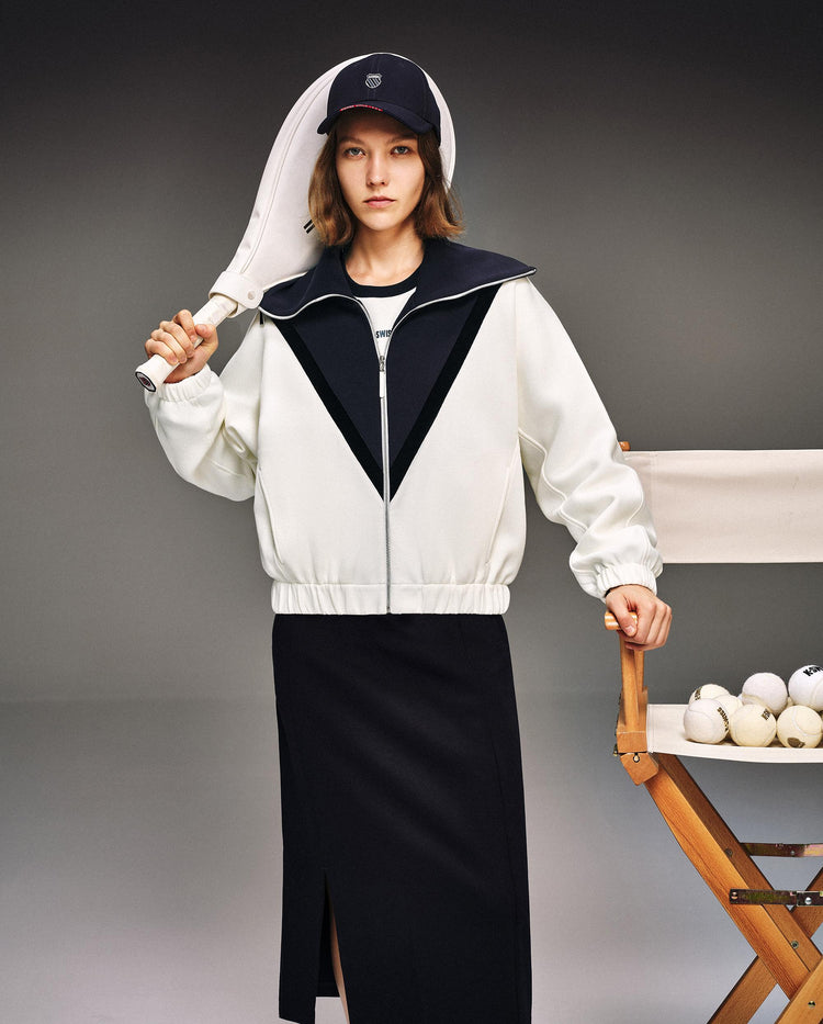 1910844-115 | WOMEN'S COLOR BLOCKS COWL NECK JACKET | WHITE/SPECIAL