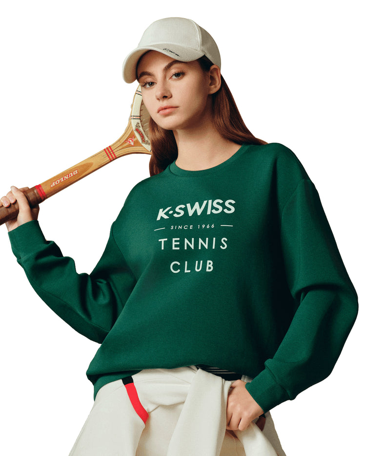 1911502-300 | WOMEN'S K-SWISS TENNIS CLUB LOGO SWEATSHIRT | FOREST GREEN