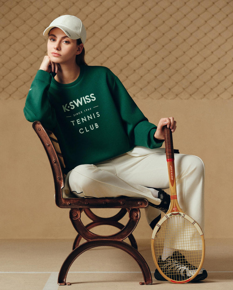 1911502-300 | WOMEN'S K-SWISS TENNIS CLUB LOGO SWEATSHIRT | FOREST GREEN