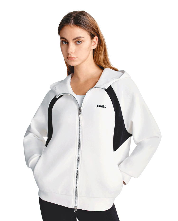 1911510-161 | WOMEN'S K-SWISS LOGO COLOR BLOCKS HOODED JACKET | WHITE