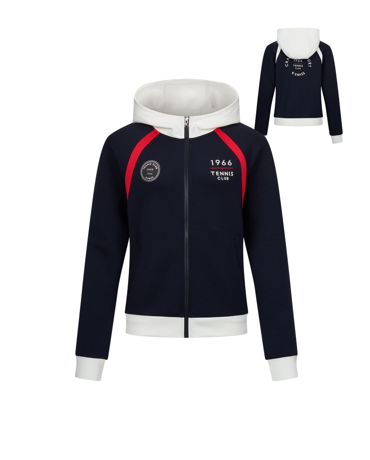 1911514-401 | WOMEN'S TENNIS CLUB LOGO COLOR BLOCKS HOODED JACKE | NAVY/WHITE
