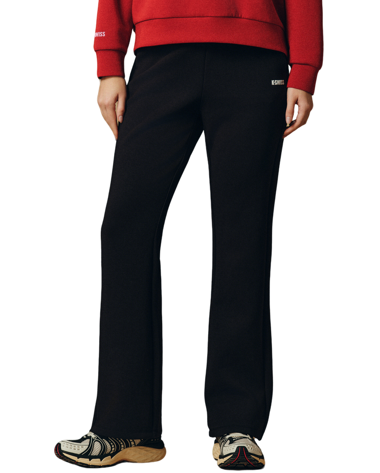 1911515-008 | WOMEN'S K-SWISS LOGO HIGH WAIST FLARED PANTS | BLACK