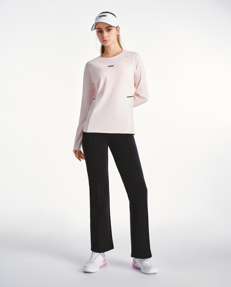1911523-123 | WOMEN'S K-SWISS LOGO LONG SLEEVES T-SHIRT | WHITE/NAVY/GRAY