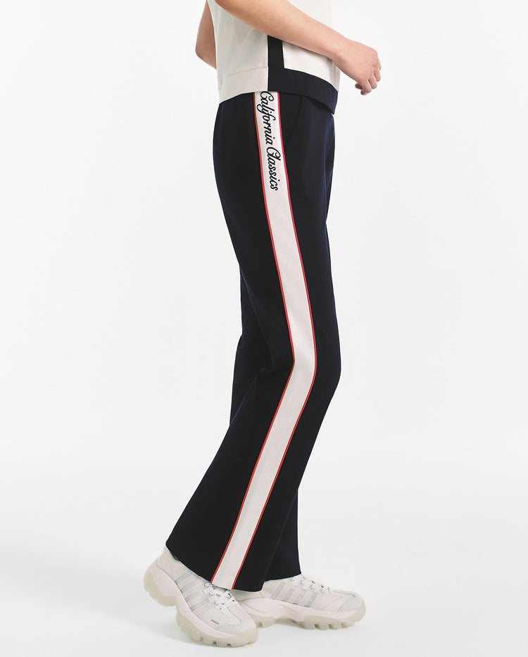 1911550-401 | WOMEN'S LOGO HIGH WAIST SIDE TAPED FLARED PANTS | NAVY