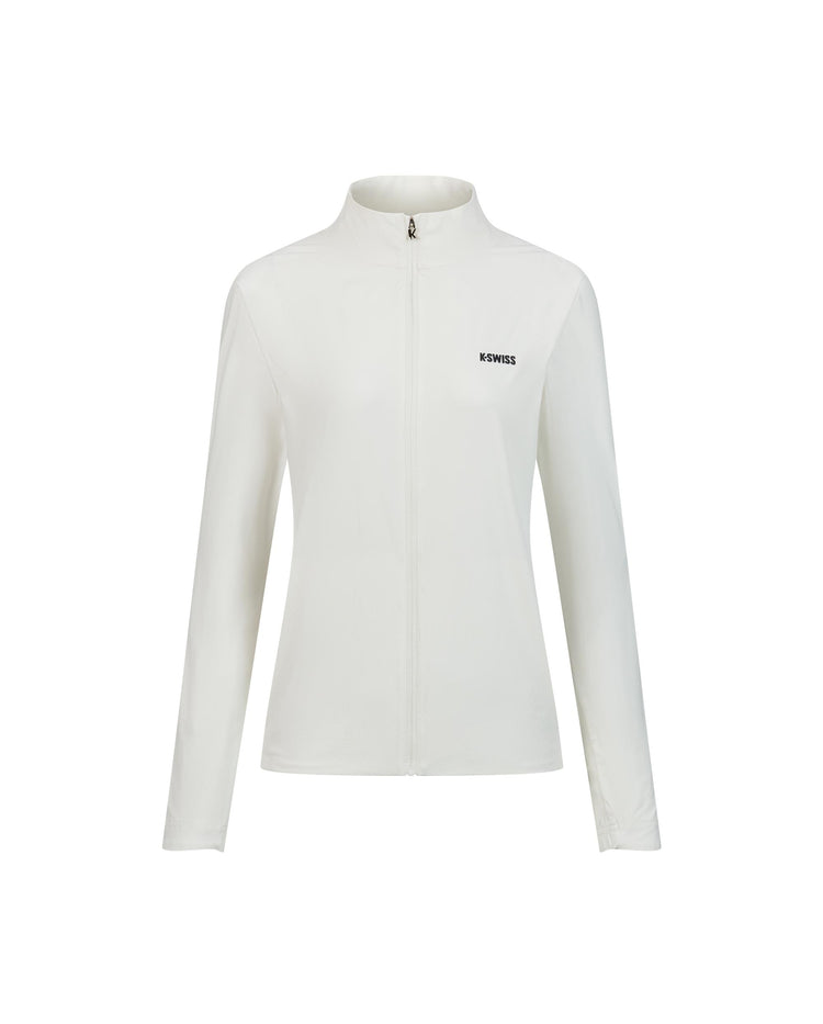 1911578-161 | WOMEN'S K-SWISS LOGO STAND COLLAR JACKET | WHITE