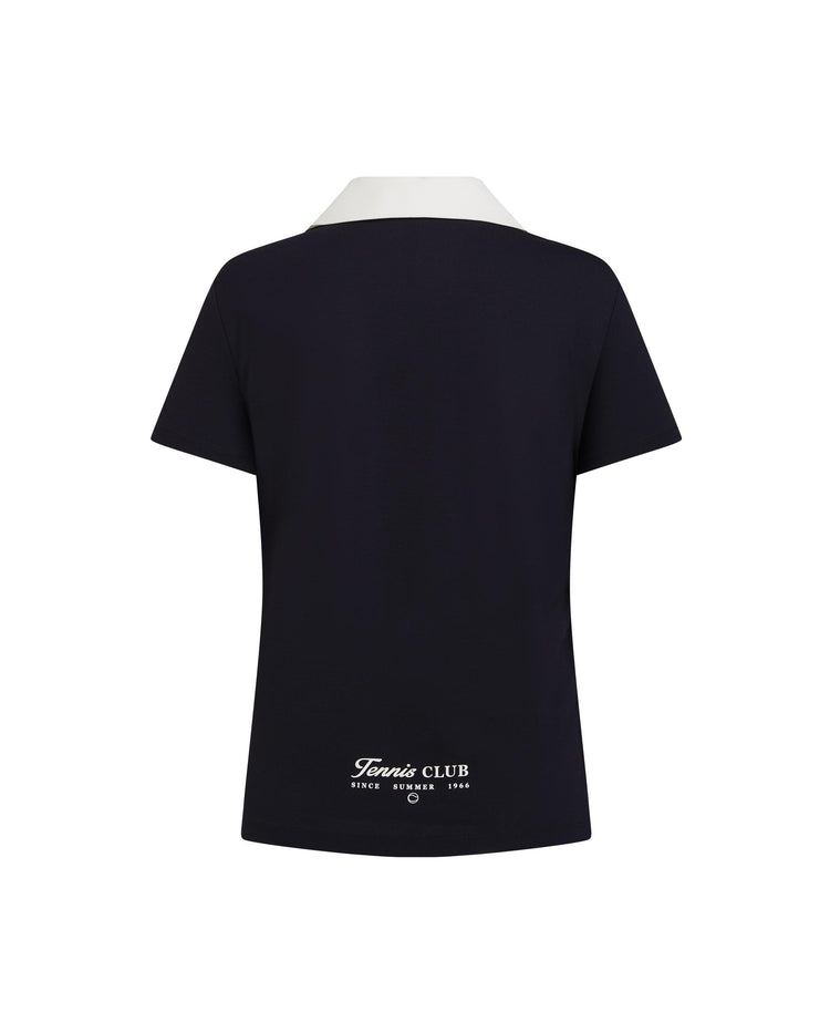 1911655-401 | WOMEN'S HALF-ZIP LOOSE FIT COLOR BLOCK POLO SHIRT | NAVY
