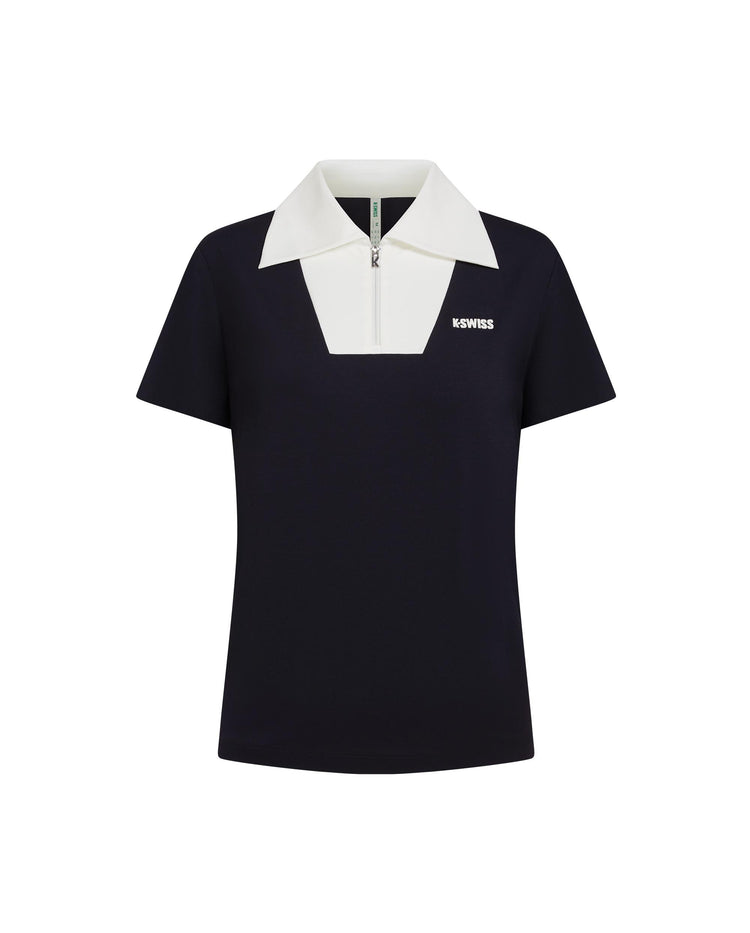 1911655-401 | WOMEN'S HALF-ZIP LOOSE FIT COLOR BLOCK POLO SHIRT | NAVY
