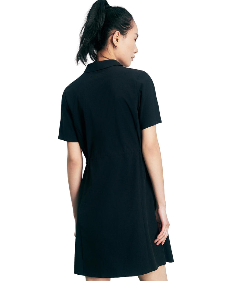 1911661-008 | WOMEN'S K-SWISS LOGO HALF-ZIP POLO DRESS | BLACK