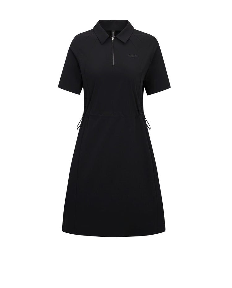 1911661-008 | WOMEN'S K-SWISS LOGO HALF-ZIP POLO DRESS | BLACK