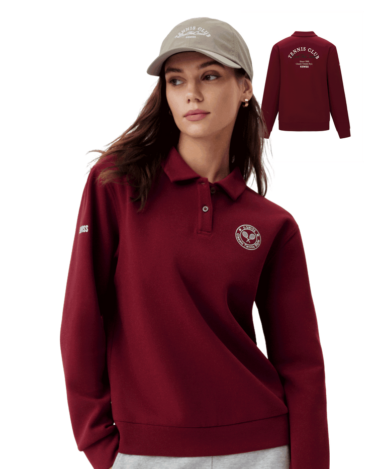 1912108-659 | WOMEN'S TENNIS CLUB LONG SLEEVES POLO SWEATSHIRT | RED