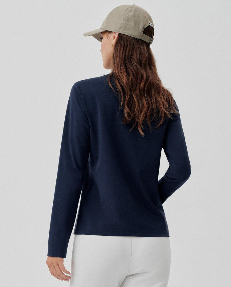 1912109-014 | WOMEN'S K-SWISS LOGO LONG SLEEVES T-SHIRT | NAVY
