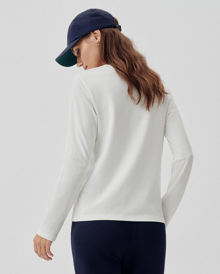 1912109-115 | WOMEN'S K-SWISS LOGO LONG SLEEVES T-SHIRT | CREAM WHITE