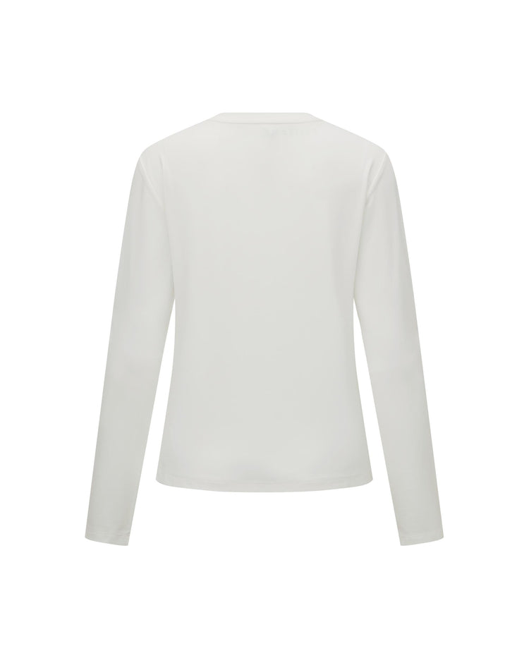 1912109-115 | WOMEN'S K-SWISS LOGO LONG SLEEVES T-SHIRT | CREAM WHITE