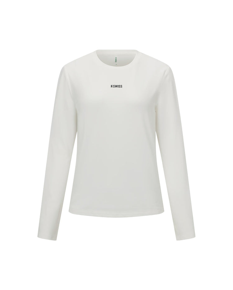 1912109-115 | WOMEN'S K-SWISS LOGO LONG SLEEVES T-SHIRT | CREAM WHITE