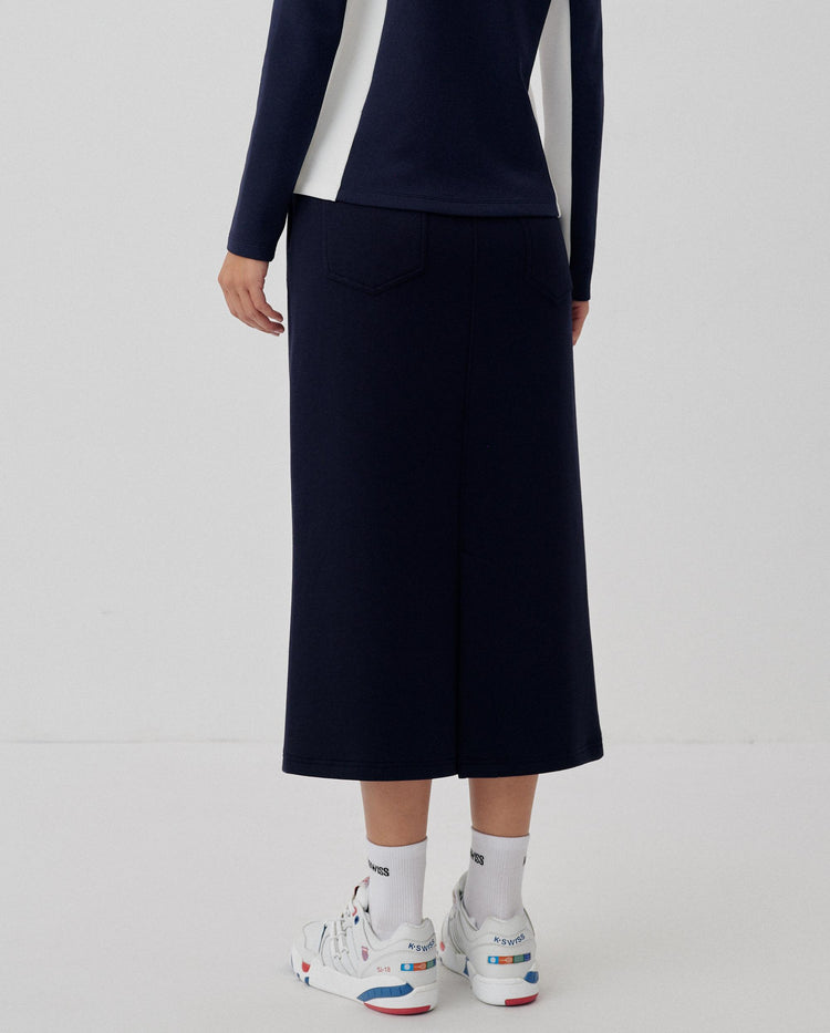 1912110-014 | WOMEN'S K-SWISS LOGO MIDI SKIRT | NAVY