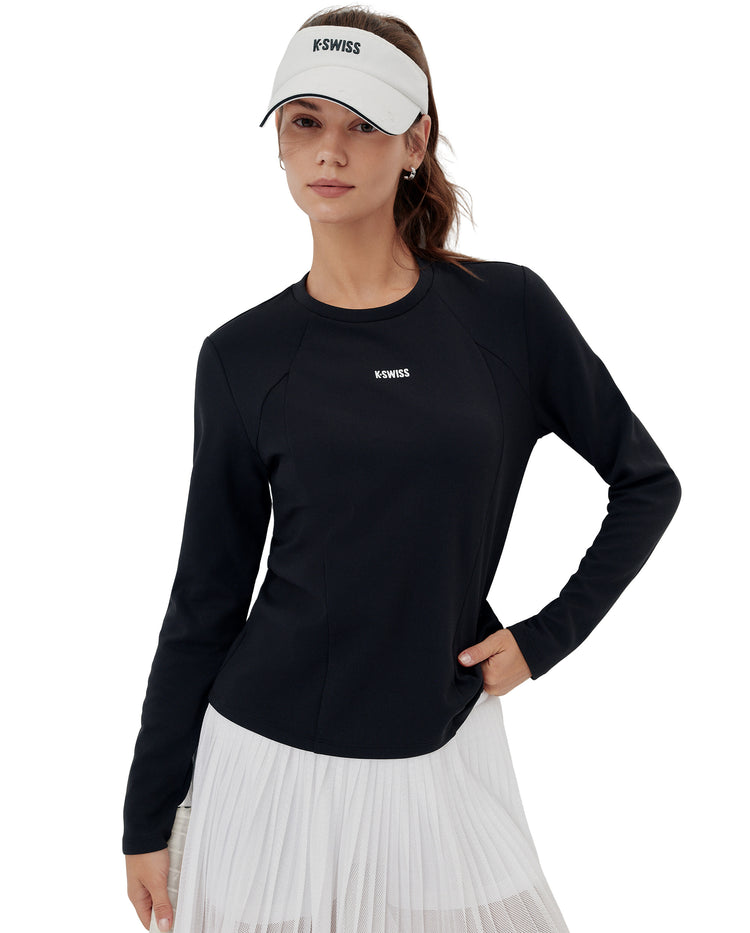 1912115-008 | WOMEN'S K-SWISS LOGO LONG SLEEVES T-SHIRT | BLACK