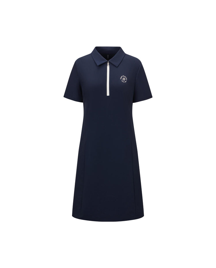 1912120-014 | WOMEN'S LOGO HALF-ZIP TENNIS POLO DRESS | NAVY