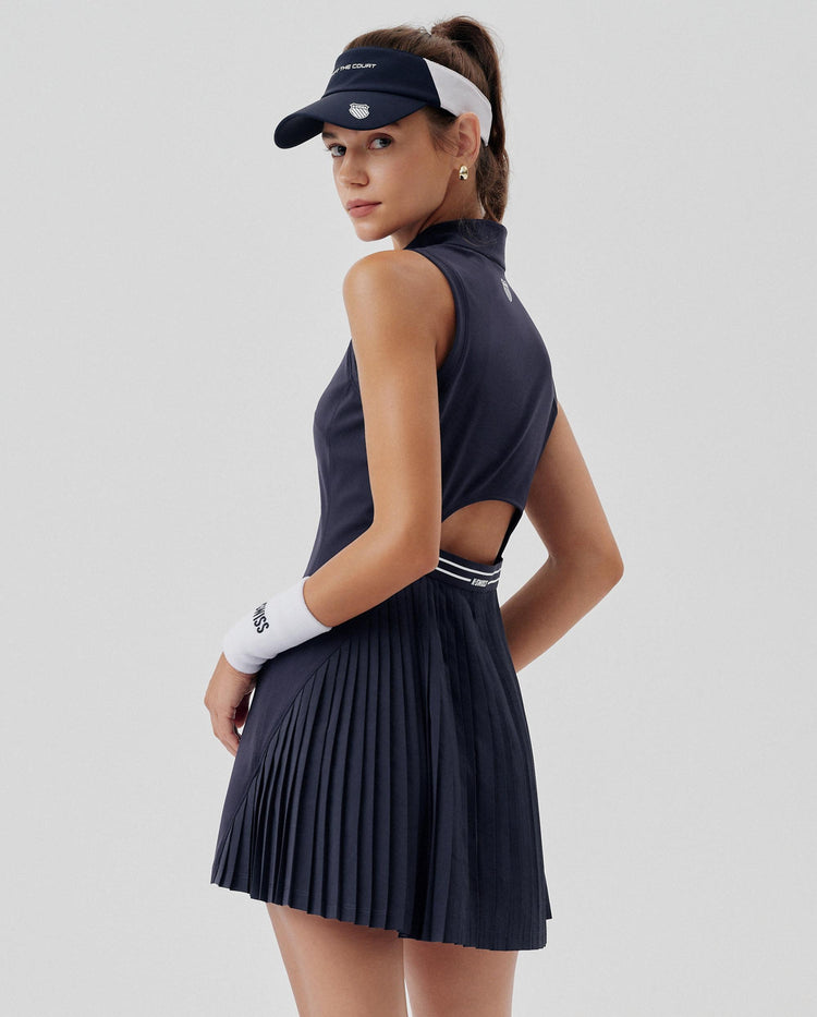 1912130-499 | WOMEN'S K-SWISS LOGO HALF-ZIP TENNIS DRESS | NVY01