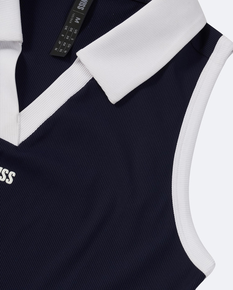 1912138-499 | WOMEN'S LOGO COLOR BLOCKS POLO TENNIS TANK TOP | NAVY