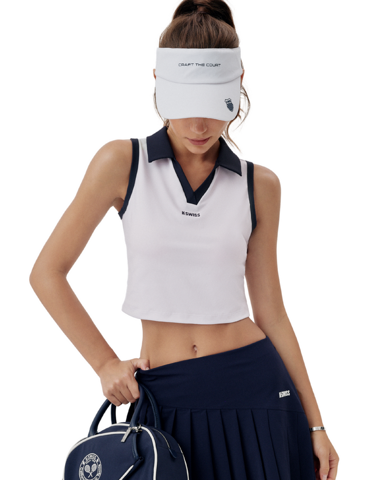 1912140-101 | WOMEN'S LOGO COLOR BLOCKS POLO TENNIS TANK TOP | WHITE