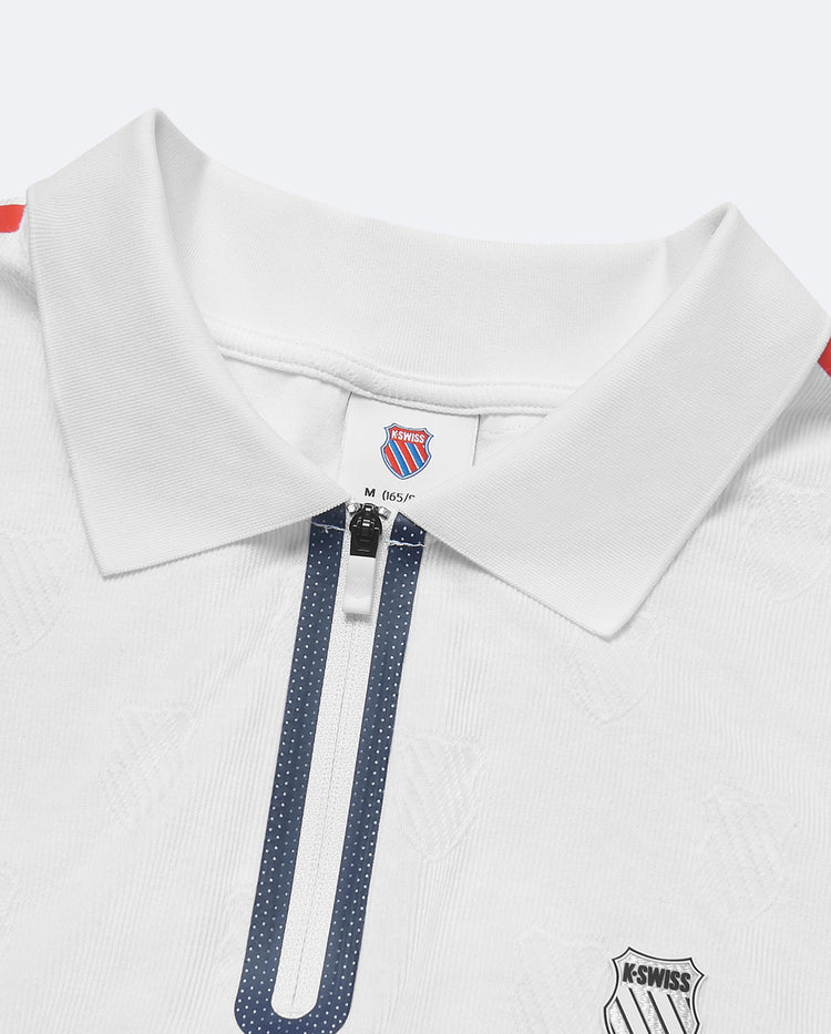 197189-100 | WOMEN'S ALL-OVER LOGO COLOR BLOCKS POLO DRESS | WHITE