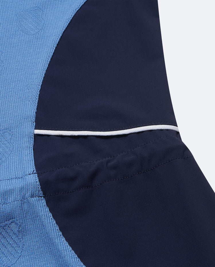 197189-401 | WOMEN'S ALL-OVER LOGO COLOR BLOCKS POLO DRESS | NAVY/WHITE