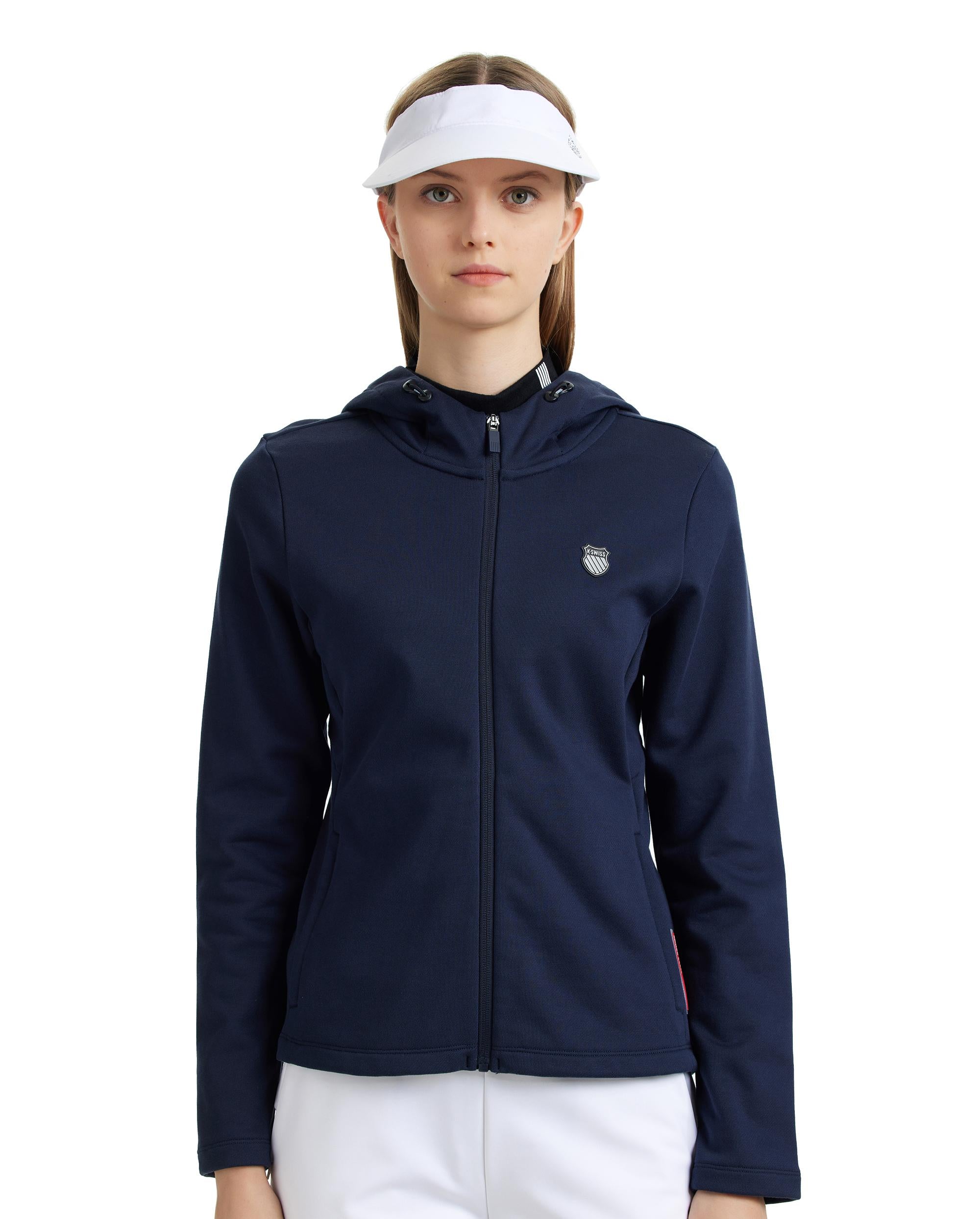 WOMEN S K SWISS LOGO HOODED JACKET