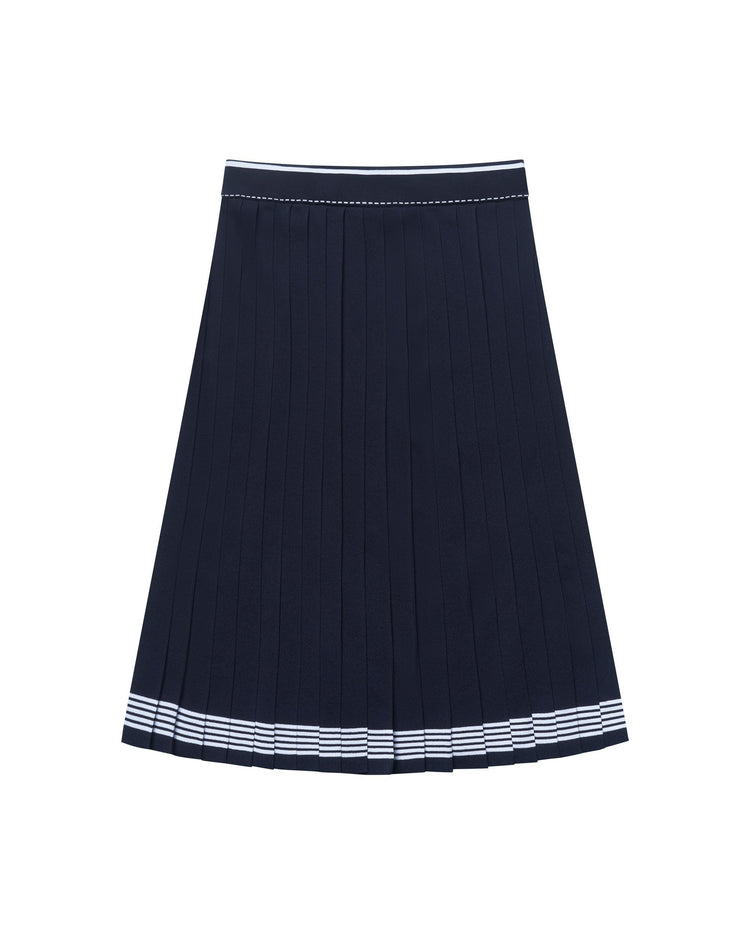 198411-495 | WOMEN'S K-SWISS LOGO STRIPED PLEATED MIDI SKIRT | BLUE/MISC