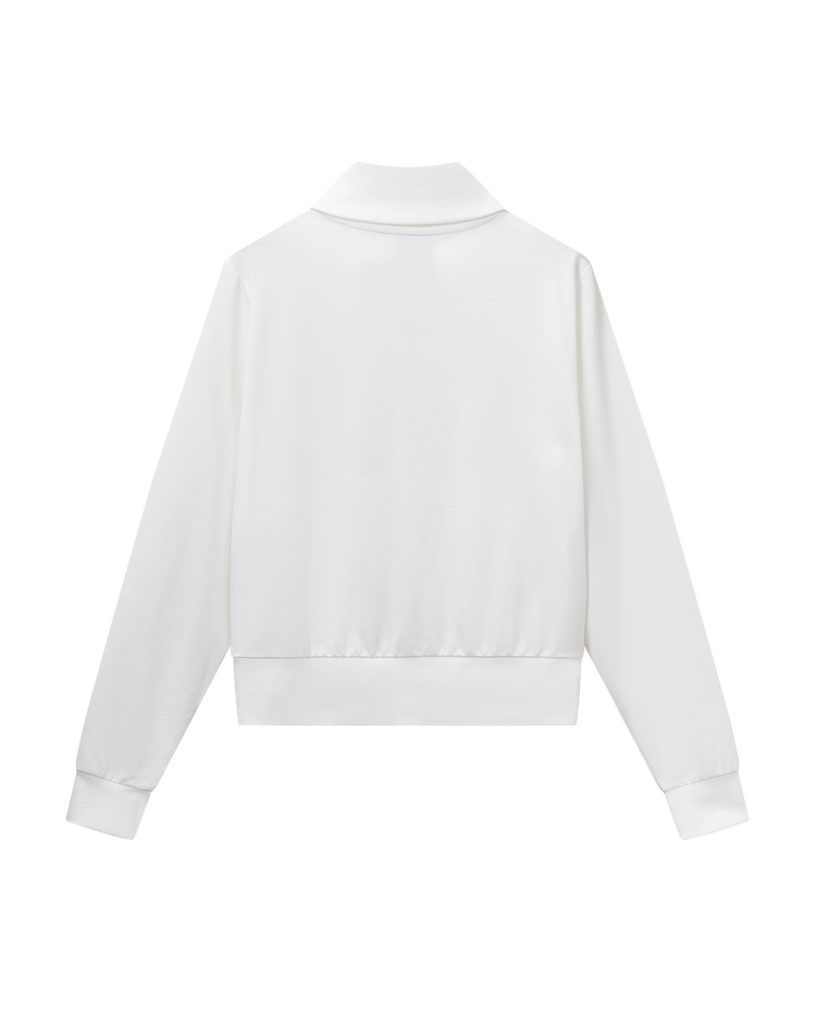 198417-101 | WOMEN'S K-SWISS LOGO STAND COLLAR ZIPPED JACKET | WHITE/WHITE