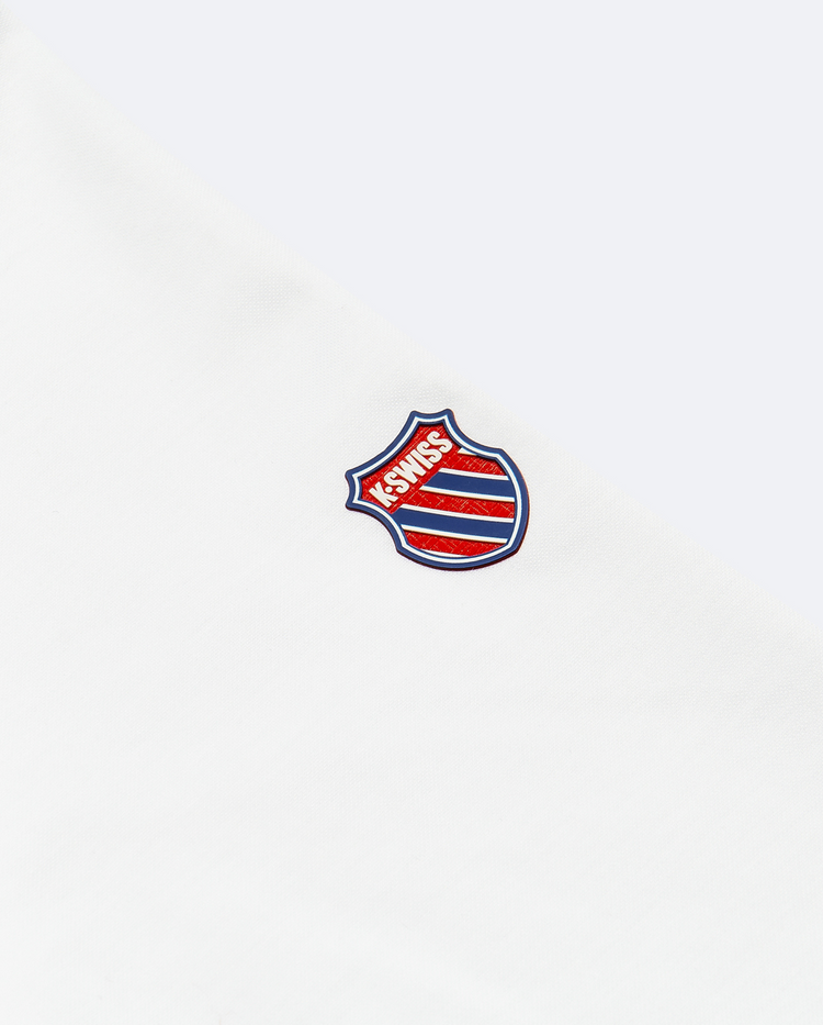 198417-101 | WOMEN'S K-SWISS LOGO STAND COLLAR ZIPPED JACKET | WHITE/WHITE