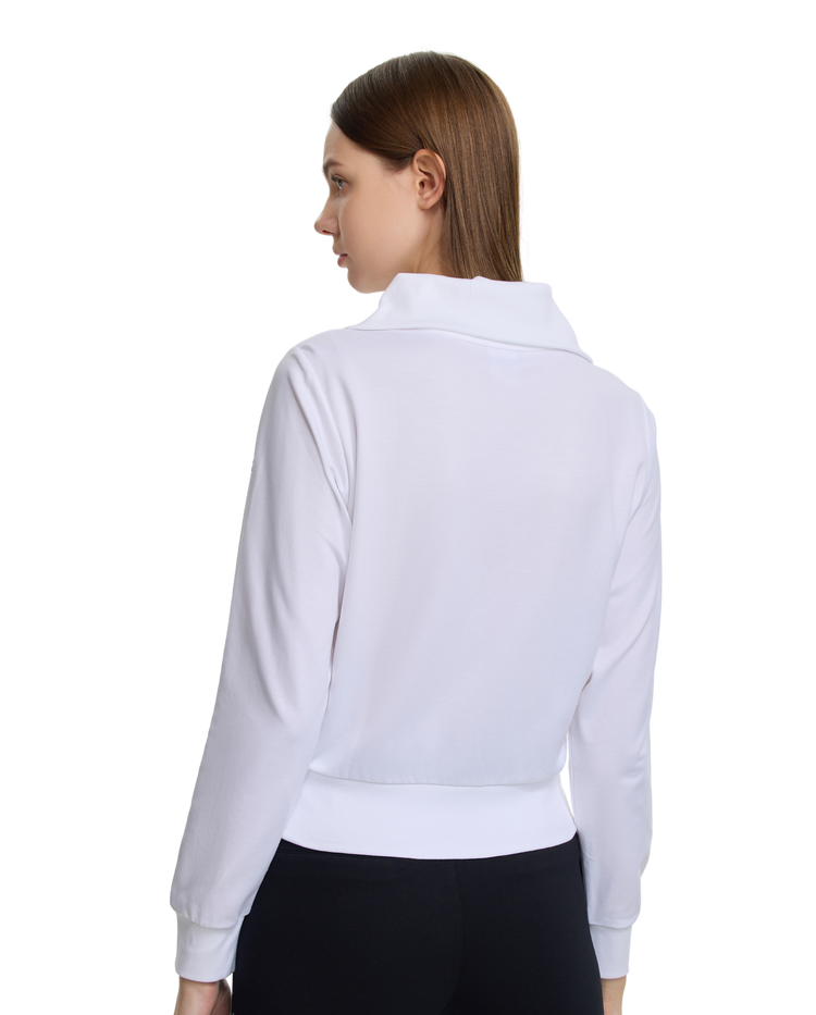 198417-101 | WOMEN'S K-SWISS LOGO STAND COLLAR ZIPPED JACKET | WHITE/WHITE