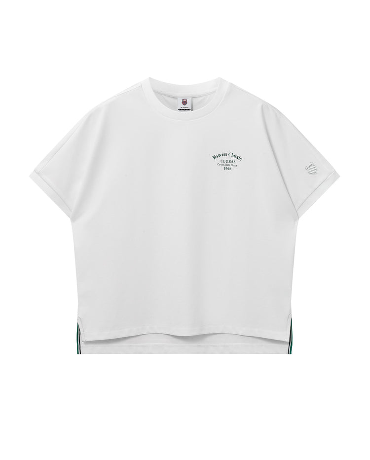 198424-101 | WOMEN'S EMBROIDERED K-SWISS LOGO LOOSE FIT T-SHIRT | WHITE/WHITE