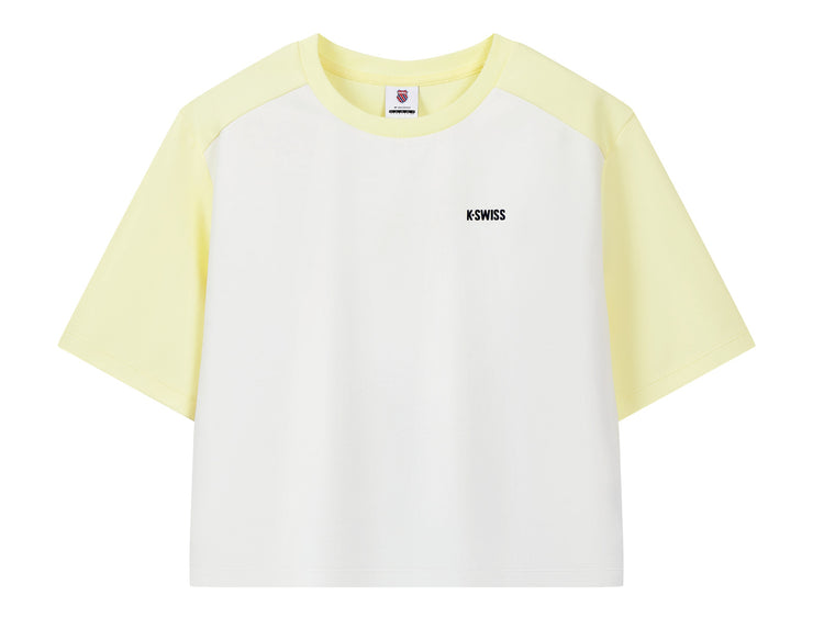 199941-138 | LOGO COLOR BLOCKS DROPPED SHOULDERS T-SHIRT | WHITE/YELLOW