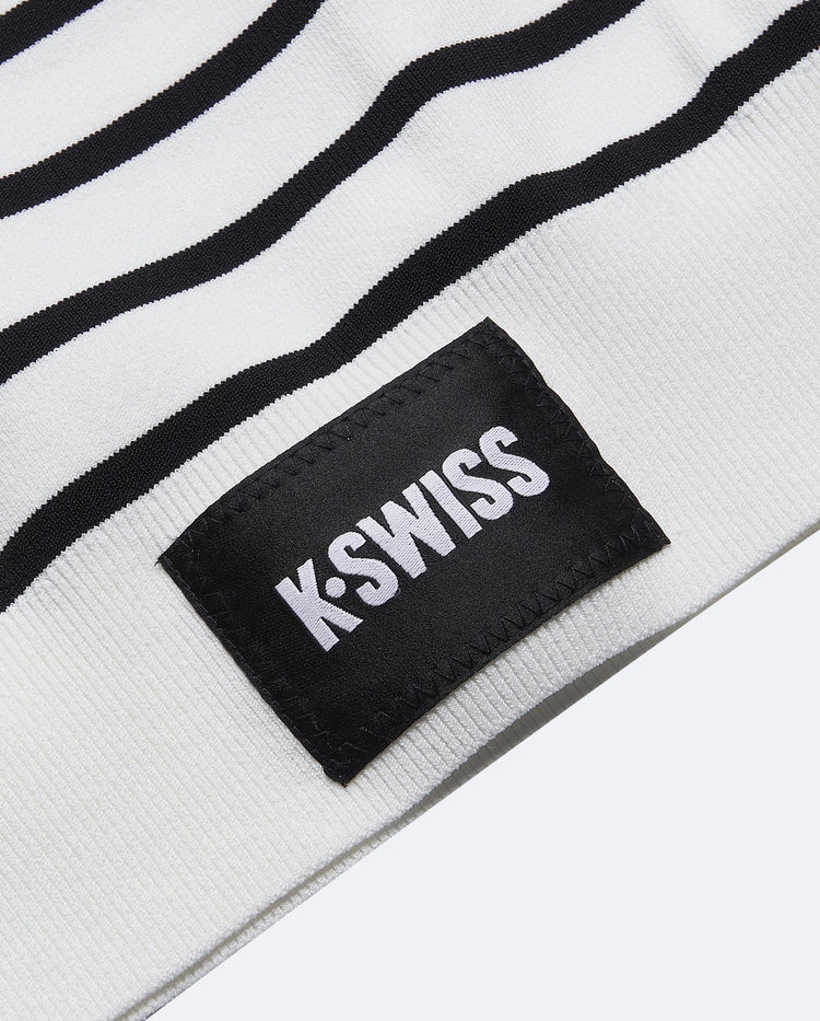 199954-115 | WOMEN'S K-SWISS LOGO STRIPED CROPPED T-SHIRT | WHITE/SPECIAL