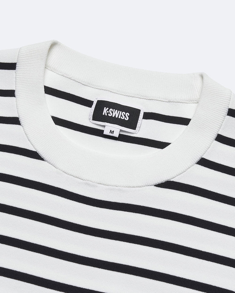 199954-115 | WOMEN'S K-SWISS LOGO STRIPED CROPPED T-SHIRT | WHITE/SPECIAL