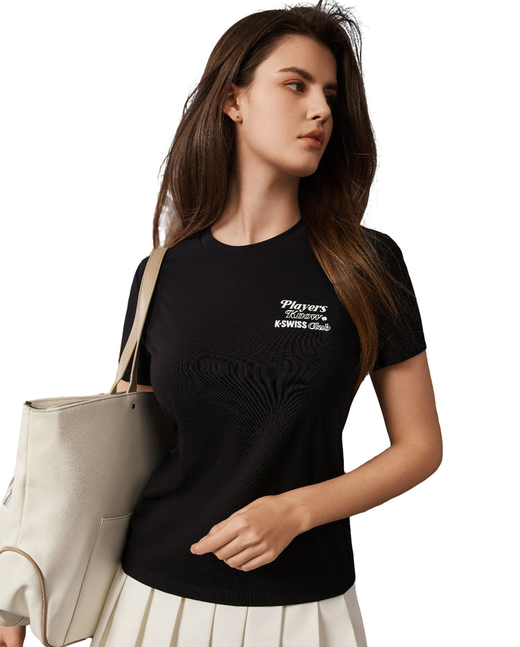 199955-008 | WOMEN'S K-SWISS CLUB LOGO T-SHIRT | BLACK