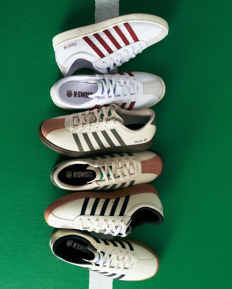 94712-114-M | WOMEN'S NEW CLASSIC 66 LEATHER SNEAKERS | TOFU/GUM/BLACK