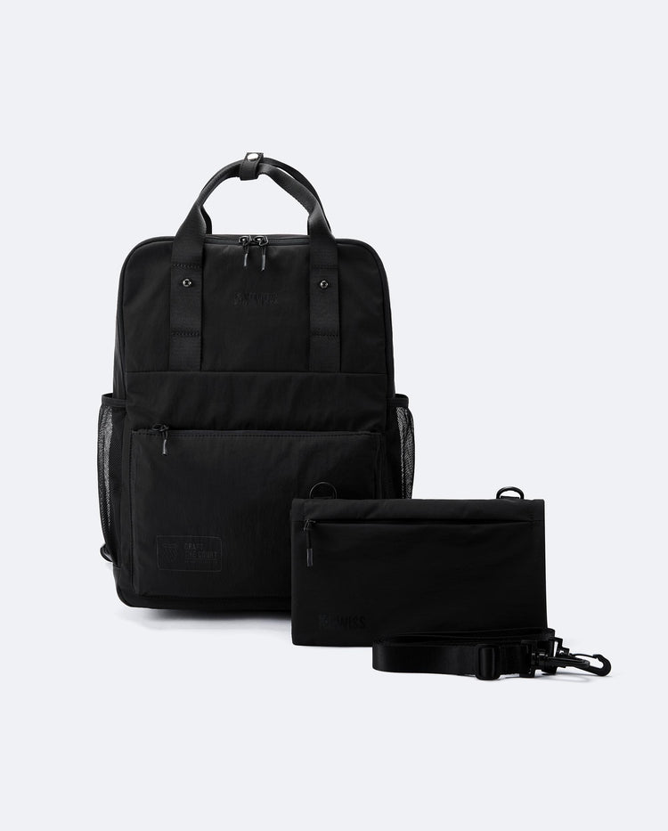 BG681-008 | WATER REPLELLENT BACKPACK CROSSBODY BAG 2-IN-1 | BLACK