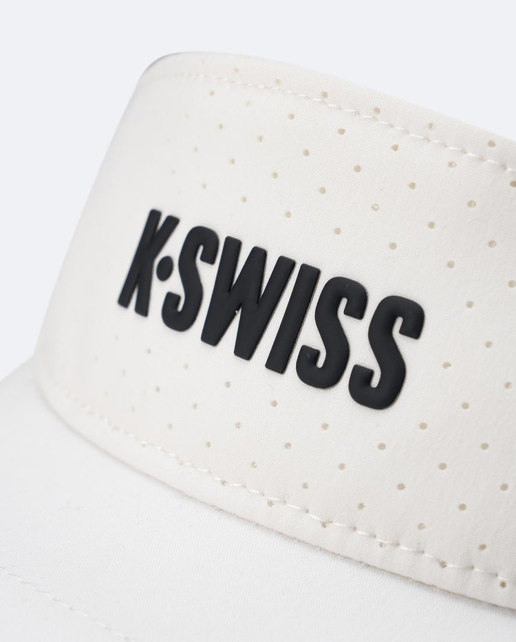 C3620-115 | VINTAGE K-SWISS LOGO WASHED VISOR CAP | WHITE